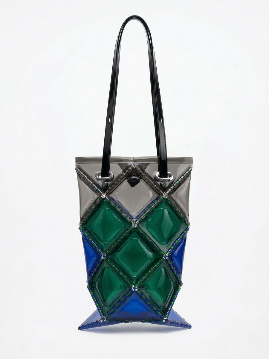 【UN3D】【即完売】シルバー ビスチェ 52 BY HIKARUMATSUMURA×UN3D. FLAT TOTE LONG(Blue)