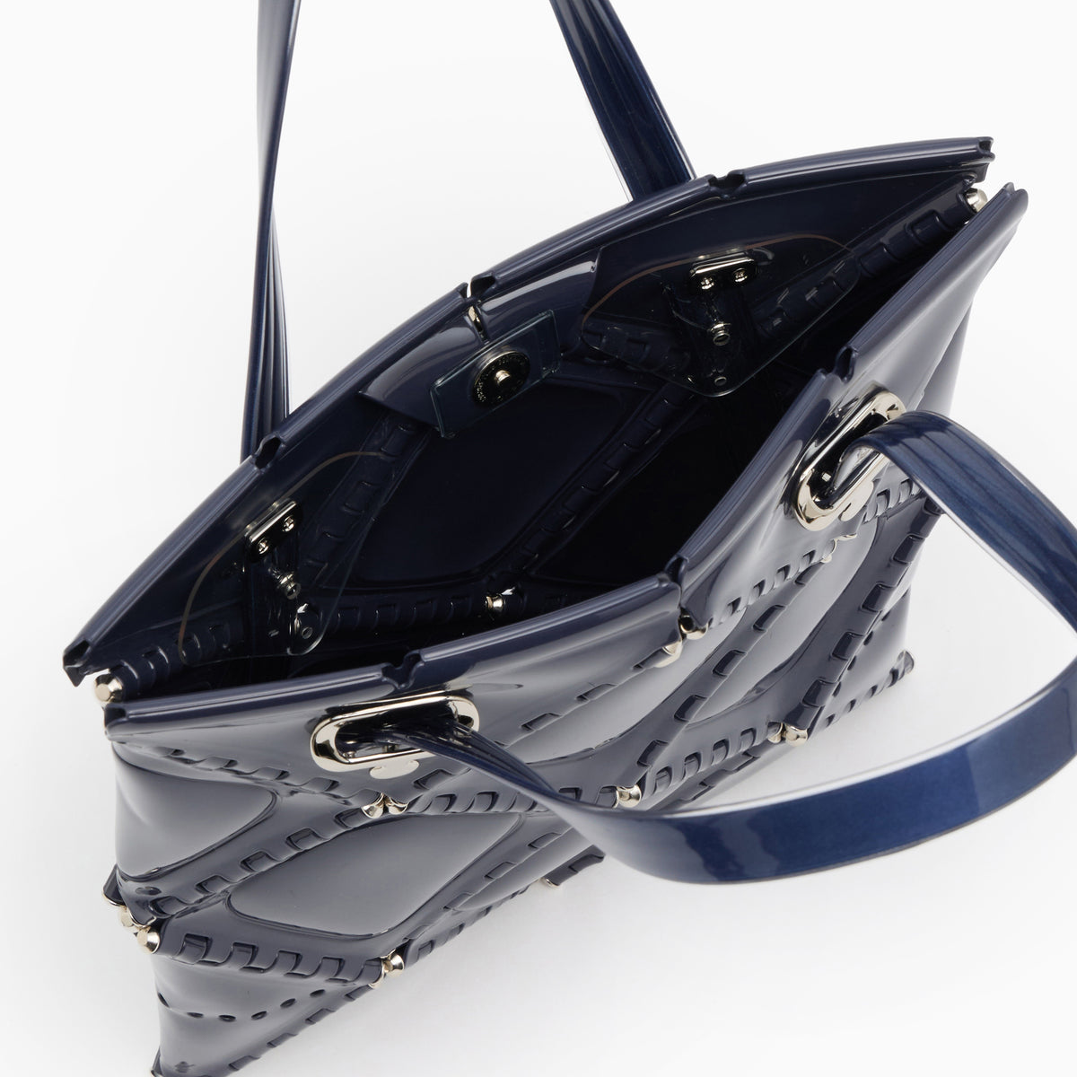 FLAT TOTE MINI ENAMEL(Blue gray)