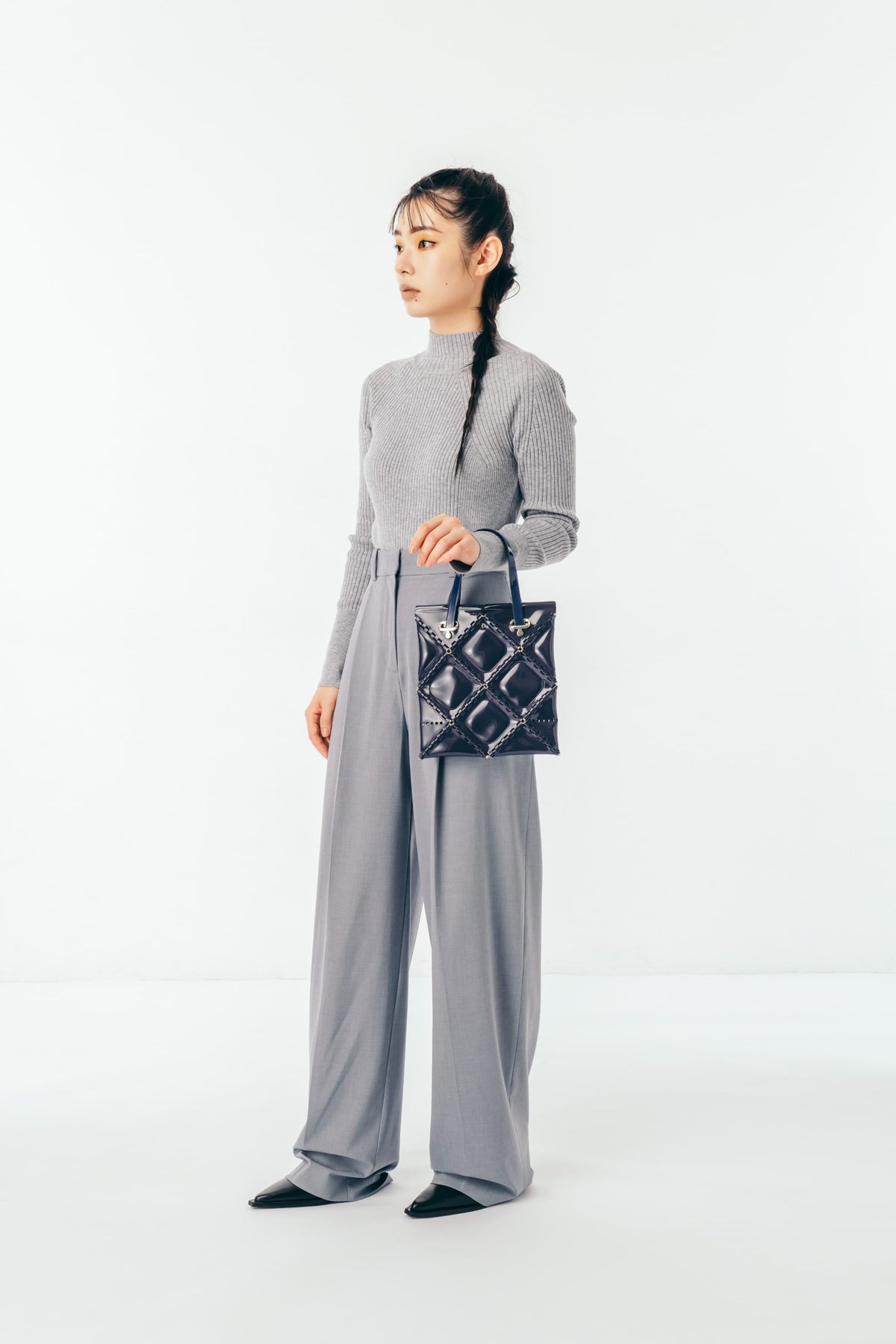 FLAT TOTE MINI ENAMEL(Greige)